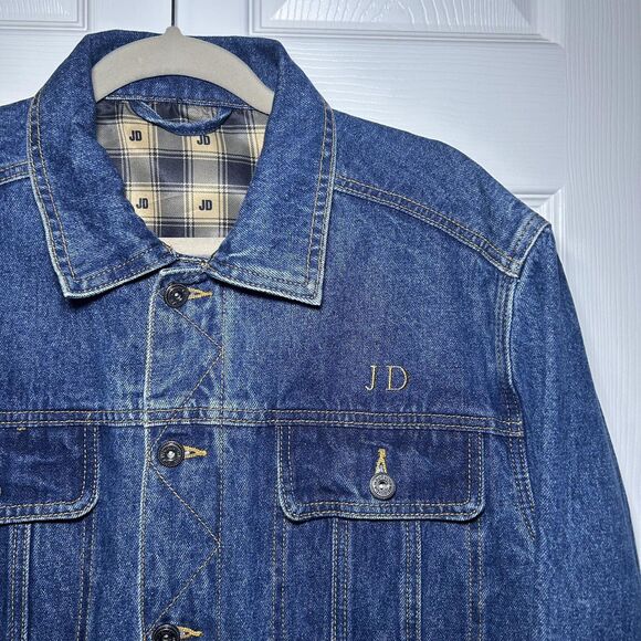 Danbury Mint Men Large Plaid Lined Trucker Jean Coat Personalized (JD) Initials - Picture 3 of 9